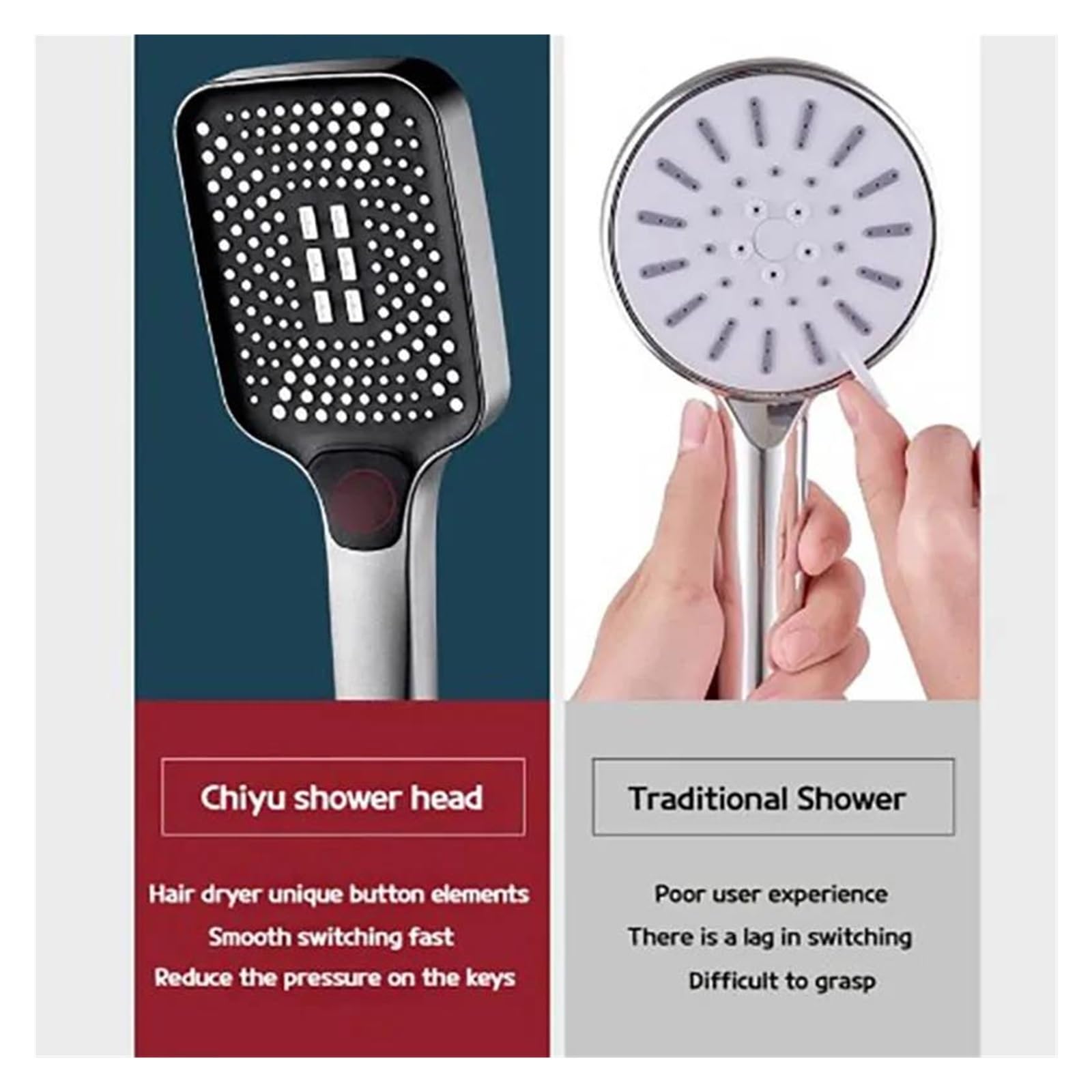Soffione doccia regolabile, soffione a pioggia a 3 modalità, soffione doccia a portata elevata, miscelatore doccia ad alta pressione per risparmio idrico(Black)