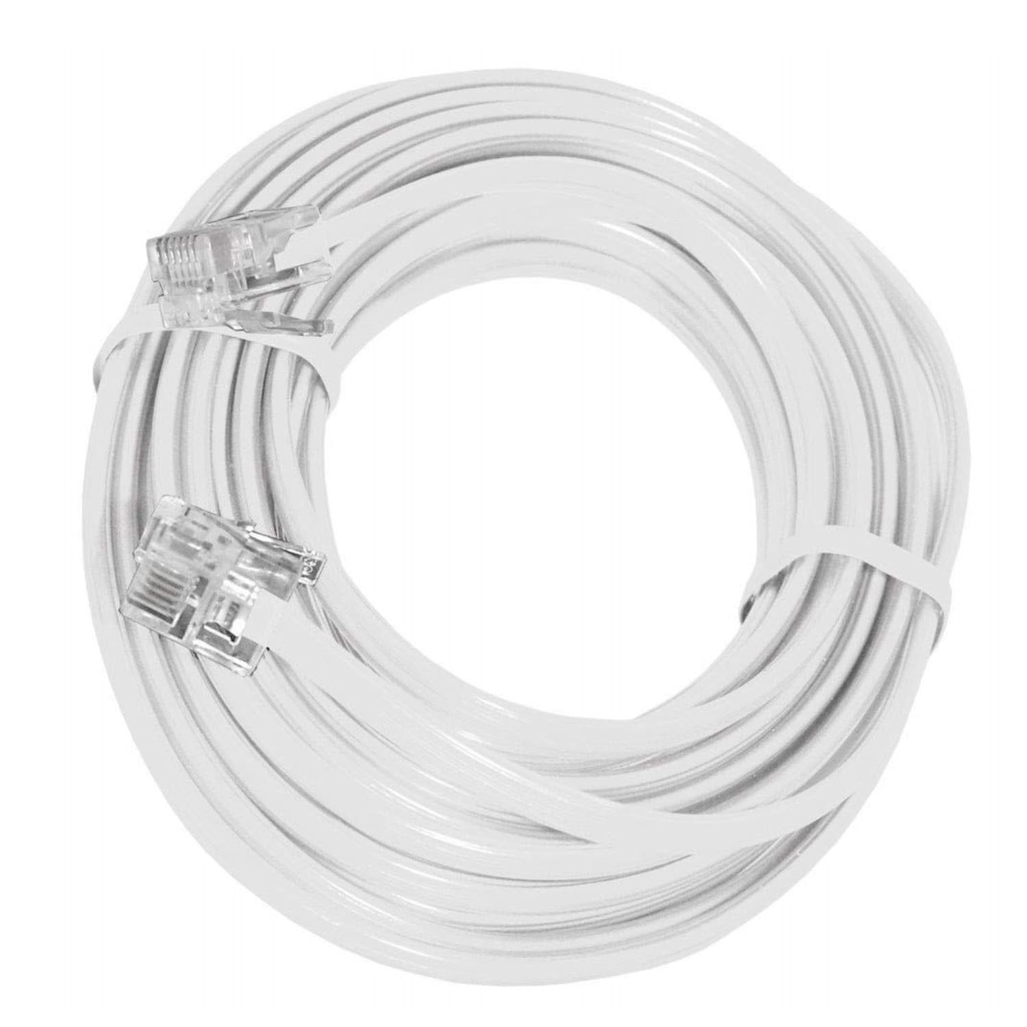 15 meter Telephone Landline Cord Cable Landline Wire with Standard RJ-11 2C Cable High-Speed Internet Modem Cable LAN Cable (Compatible with fax, Connects telephones,White,Pack of 2 pcs-image-45