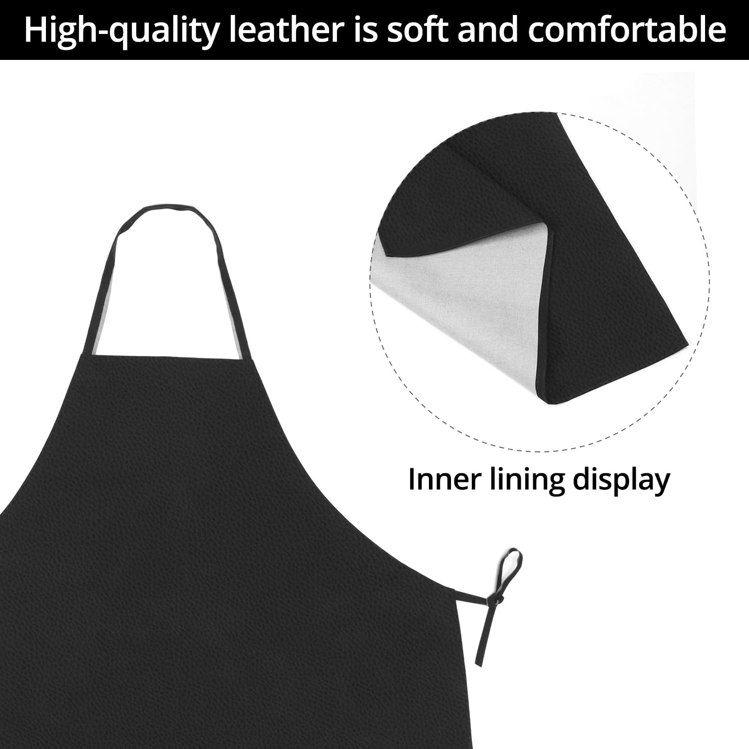 QWORK® 2 Pack schwarze wasserdichte Lederschürze, Robuste Arbeitsschürze, für Küche, Gartenarbeit, Hundepflege und mehr, 1.2 M