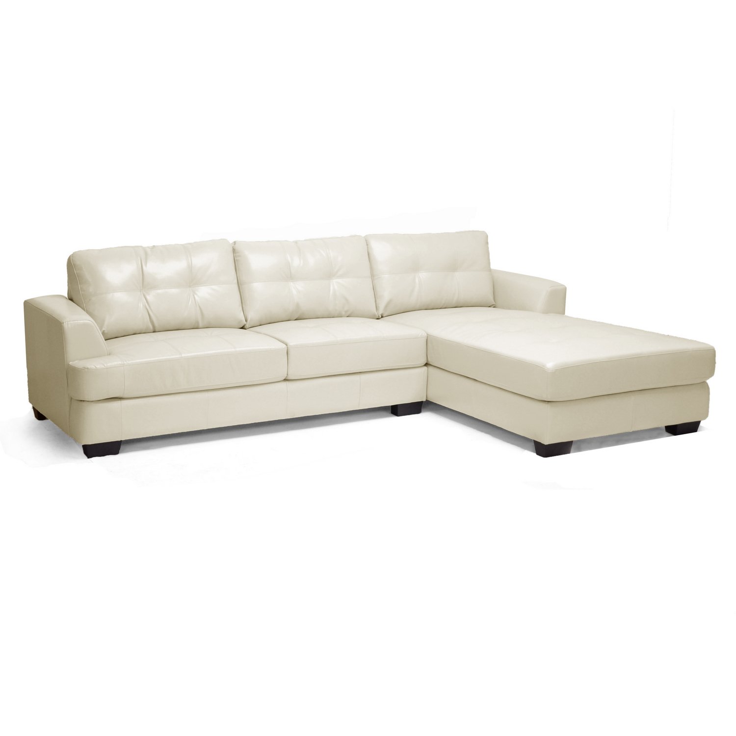 Baxton Studio Dobson Leather Modern Sectional Sofa, Cream