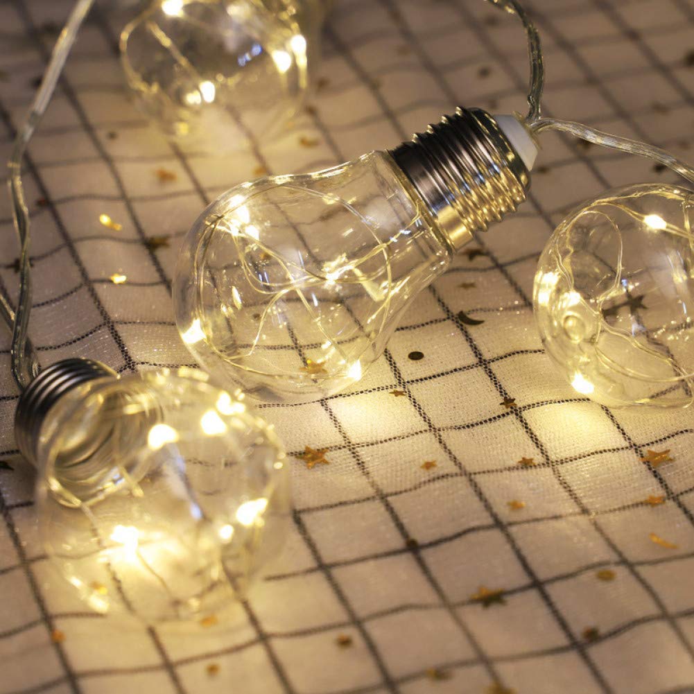 Guirnalda de Luces solares de plástico Vintage para Exteriores, 10 Bombillas, Luces Colgantes Impermeables para Cubiertas, Tiendas de campaña, decoración de Fiesta, 5M, fengong