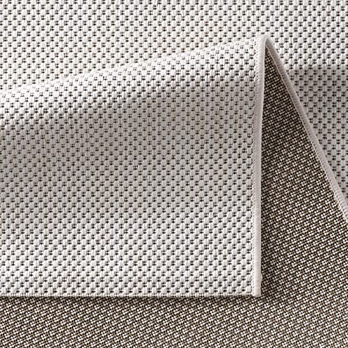 Taracarpet In- & Outdoor Teppich Wetterfest Wohnzimmer Balkon Küchenteppich Flachgewebe sisaloptik meliert Einfarbig Uni Creme Weiss 200x280 cm