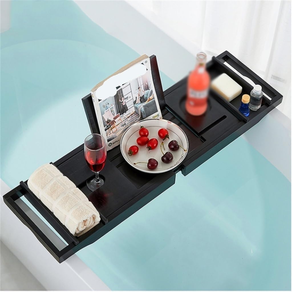 Adjustable Home Spa Wooden Bath Tray Bathtub Caddy Organizer Rack Bathroom Accessories Bathtub Rack Stand Holder(D)