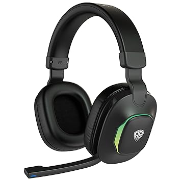 SpinBot Ranger HX300 Wireless Bluetooth Over The Ear Headphones with up to 50ms Low Latency and Flip Boom Mic | 7 Mode RGB Lights | Dedicated Game Mode | Up to 18 Hours of Battery Backup (Black) - image, photos