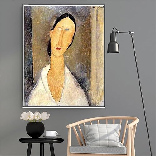 Miniatura 10 de Kit de pintura al óleo de bricolaje, cabeza de una mujer, pintura por Amedeo Modigliani Kit de pintura por números para niños y adultos
