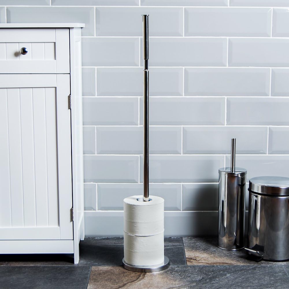 Bath Vida Toilet Paper Roll Holder Stainless Steel Freestanding Bathroom Stand