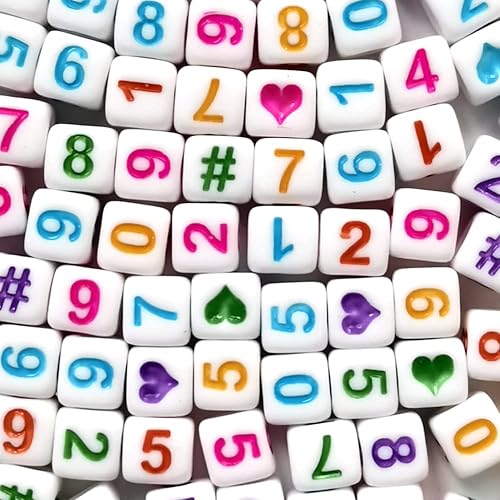 Looconi 600Pcs Number Beads Acrylic Cube 6X6Mm Mixed Number Loose Beads #TOP2
