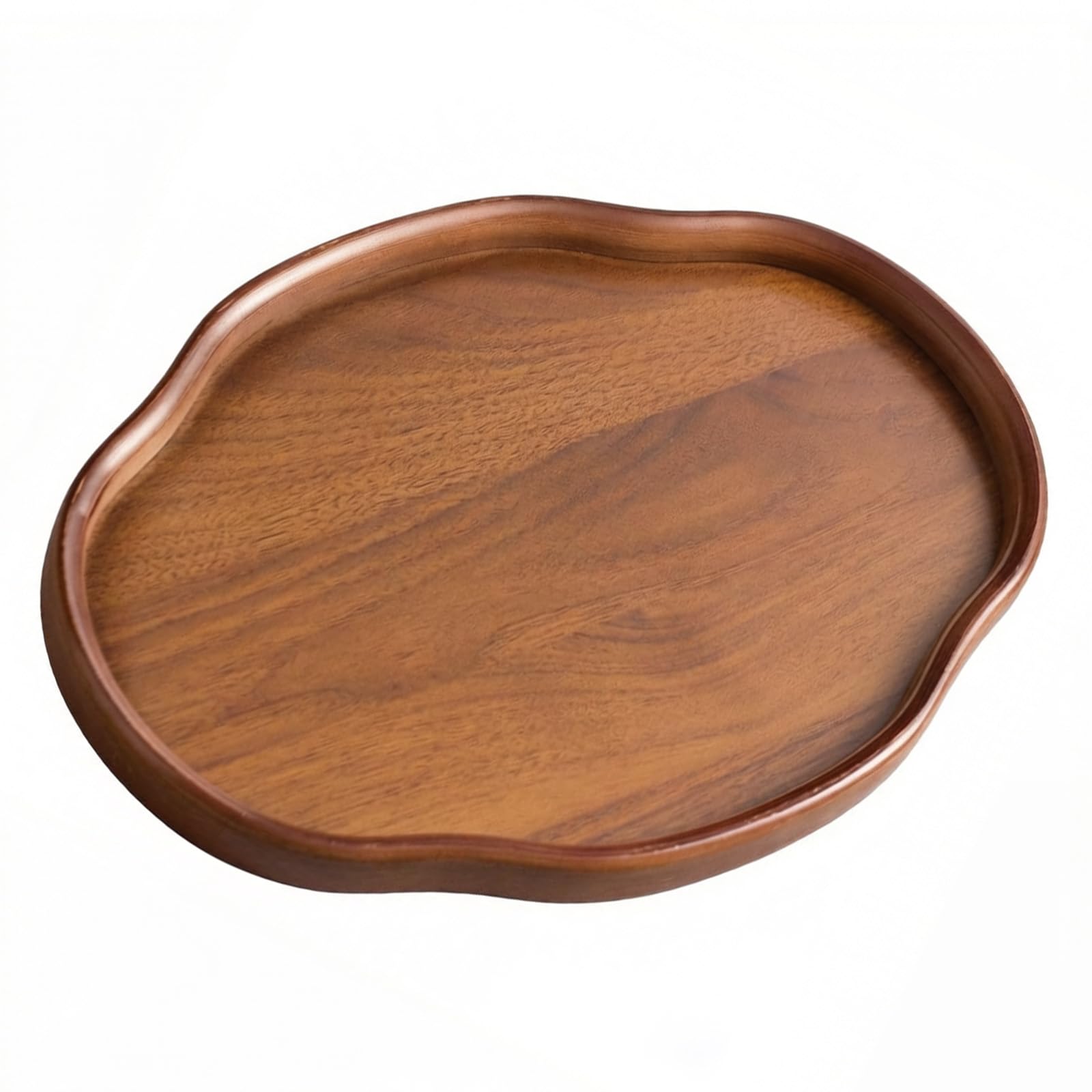 Zihpil Walnut Wooden Tray, Rustic Vintage Decorative Tray, Fast Food Style Serving Trays for Eating On Lap, Side Plates for Tea Coffee Breakfast In Bed(D,L37*26 * 2.3cm)