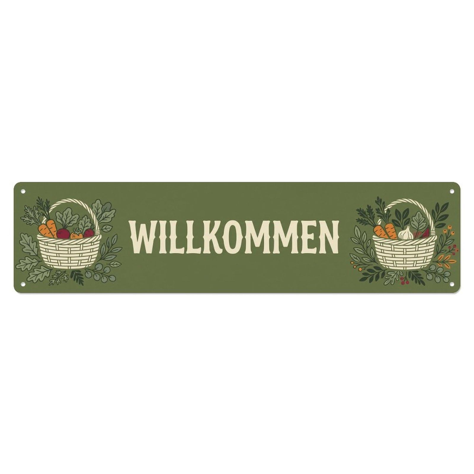 Olive Sage Organic Market Farm Welcome Metal Tin Sign Plaque Wall Decor for Cafe, Club Bar, Office, Home Garden Metal Poster 4x16Inch