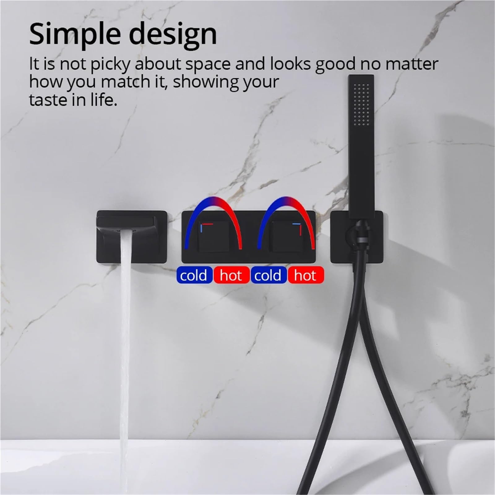 Nowoczesny brązowo-ścienny kran łazienkowy z prysznicem ręcznym pojedynczy uchwyt bateria mieszająca do stylowej wanny elegancki design do współczesnych łazienek