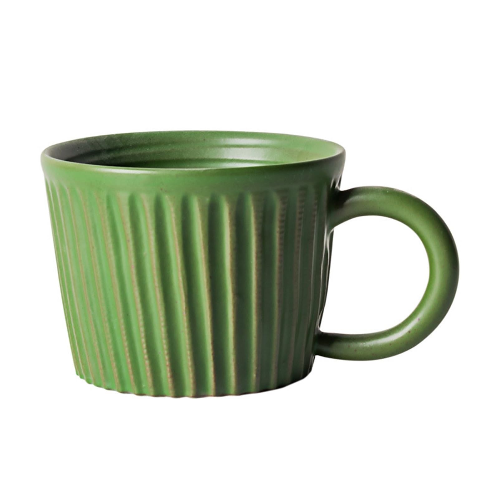 Juego de Taza y Plato de Café Juego de Taza y platillo de café de cerámica, 150 ml, Taza de café Reutilizable de cerámica Rugosa con Vetas Verticales(Black Coffee Cup)