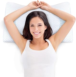 BESFAN Ortopedyczna poduszka podpierająca kark z miękkim podparciem nadająca się do prania hipoalergiczna poszewka na poduszkę na boczne plecy i śpiący na brzuchu (dwie wysokości) biała