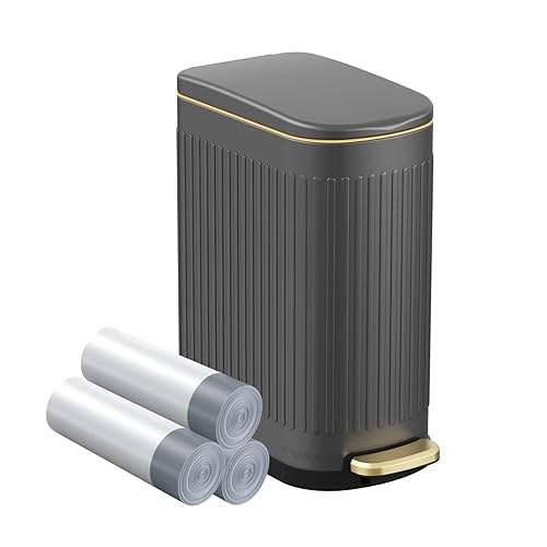 Miniatura 8 de Cubo de basura delgado de 2.6 galones con tapa de cierre suave, cubo de basura de acero inoxidable de 10 litros con cubo de forro extraíble, para