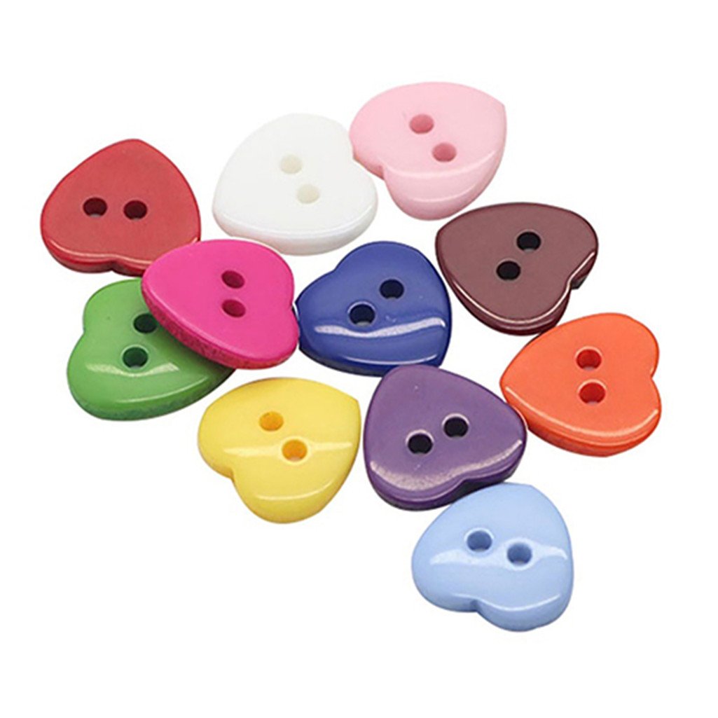 Jiacheng29 Mixed Color 100Pcs Heart S Resin Buttons Fit Sewing Or Scrapbooking 10Mm