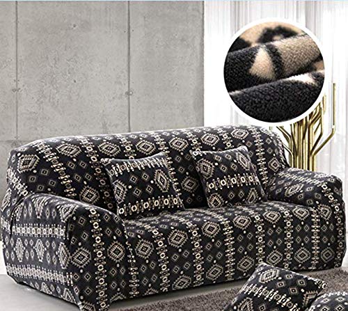 Housse de coussin de canapé en peluche élastique 90-140cm unie