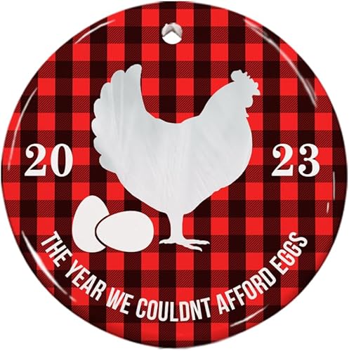 Miniatura 6 de Adorno de huevo de gallina 2023, adorno de cerámica del año que no podíamos permitir, adorno de Navidad, divertido evento conmemorativo, regalos