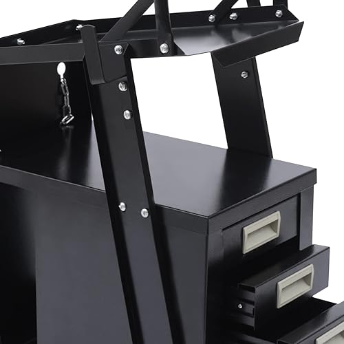 Miniatura 6 de Carro de soldadura rodante para soldador y cortador de plasma con 2 cadenas de seguridad, armario portátil de 4 cajones y almacenamiento de tanque