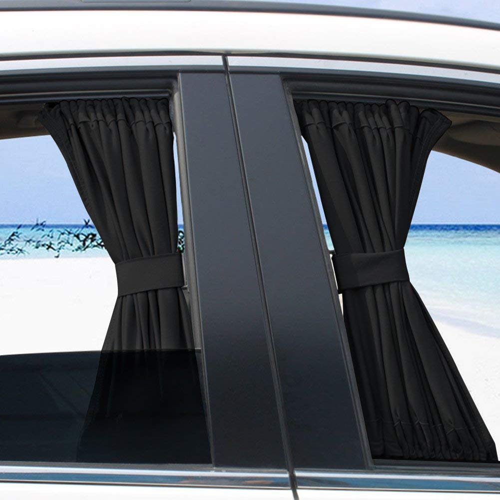 2X 70/50cm Auto Rear Valance UV Sunshade Drape Visor Car Side Window Curtain (Black, 70S(27.56''X15.35''))