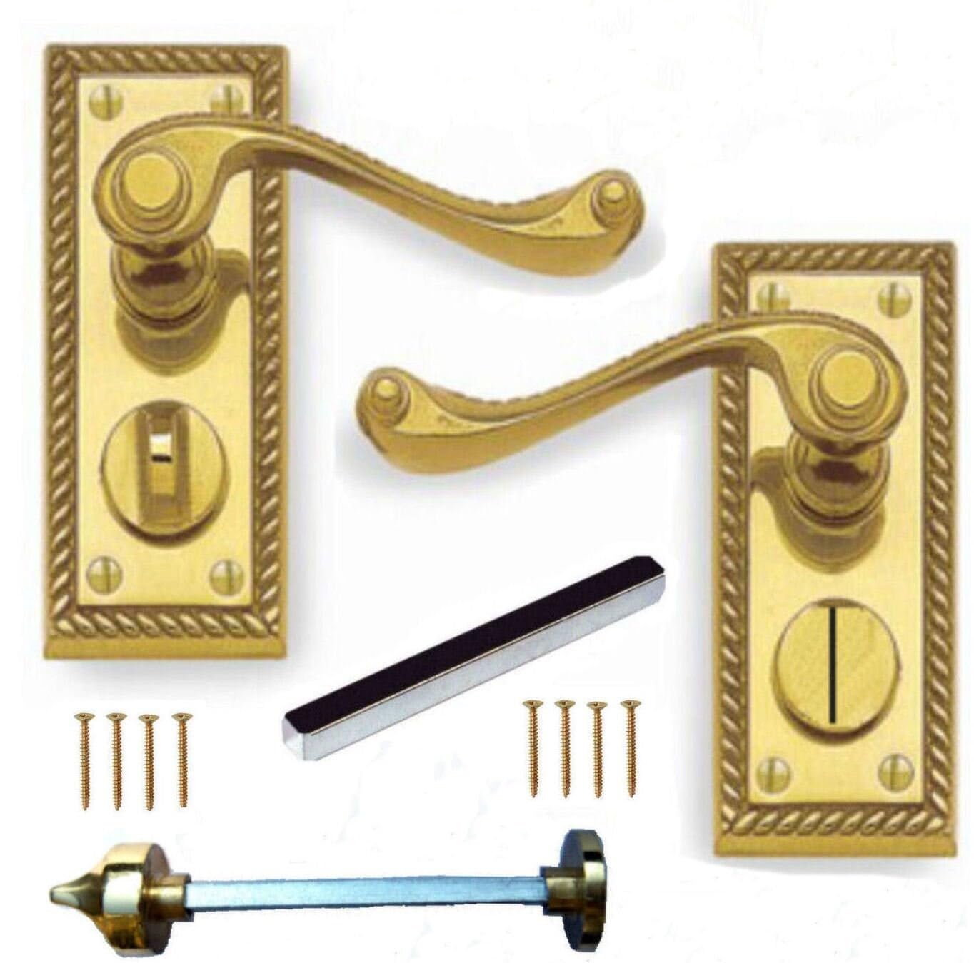 Frelan Hardware Georgian Brass Lever Privacy Door Handles (3)