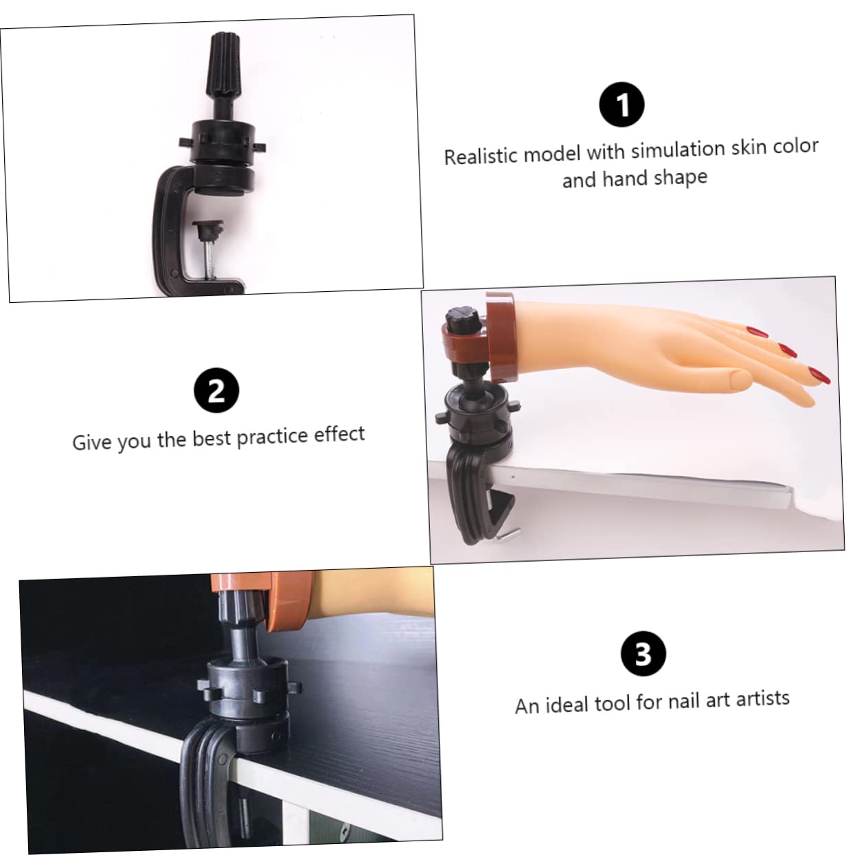 Healvian Soporte de Mano de Práctica para Uñas Modelo Flexible con Brazo para Entrenamiento de Manicura para de Uñas y Profesional