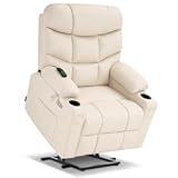 Power Lift Recliner Chair with Extended Footrest for Elderly People&comma; Faux Leather 7287 &lpar;Cream White&comma; Medium&rpar;