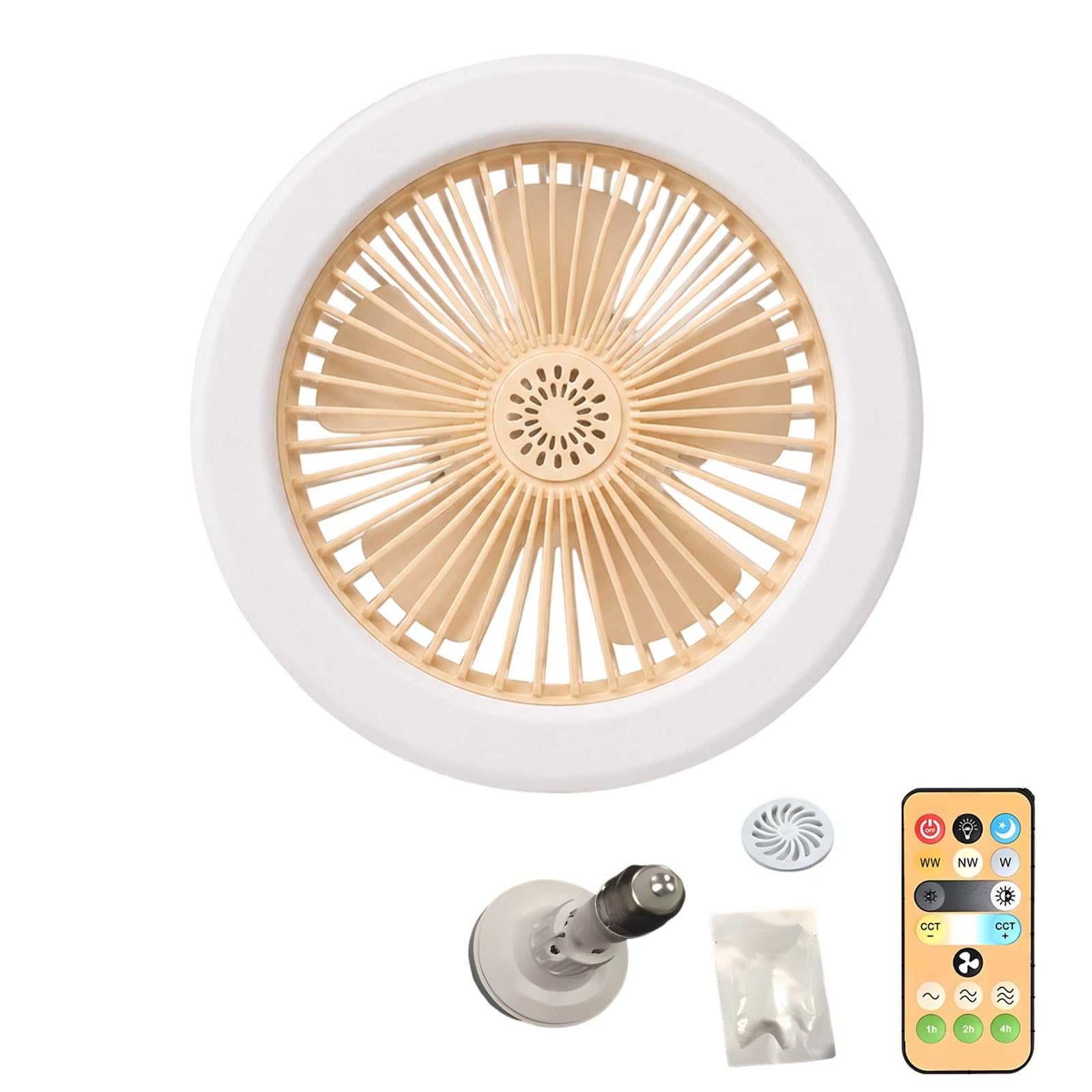 VEXYTRRON Socket Fan Light with Remote, E27 Ceiling Fan with LED Light