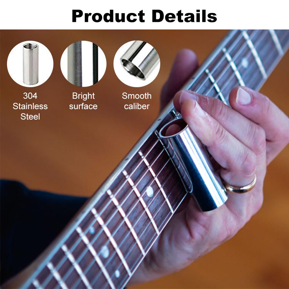 Slide pour guitare et basse, 2 pièces de toboggan, accessoires slide, rails en verre et acier inoxydable