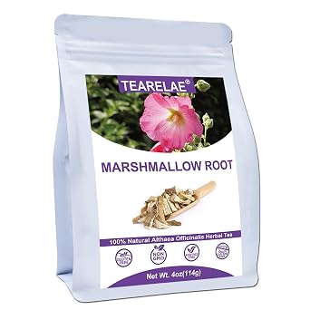 TEARELAE Dried Marshmallow Root Loose Leaf, 4oz/114g | Premium Natural Cut & Sifted Althaea Officinalis, Non-GMO, Caffeine-free, Herbal Tea for Support Digestion & Respiratory