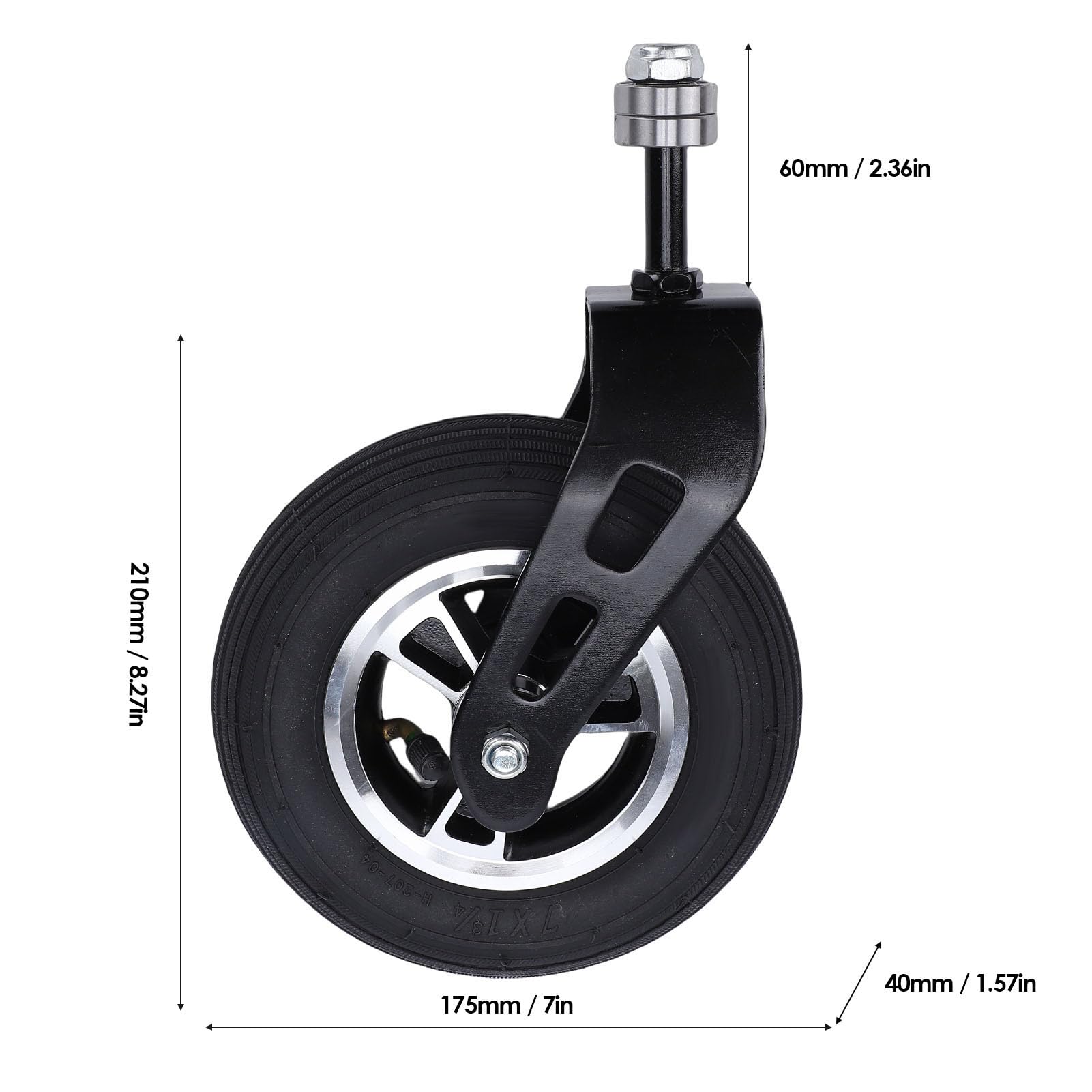 Lenkrollen, Aufblasbares 7-Zoll-Gummirad mit 35 PSI Druck, Hohe Tragfähigkeit, Rutschfestes Design, für Universalwagen und -wagen