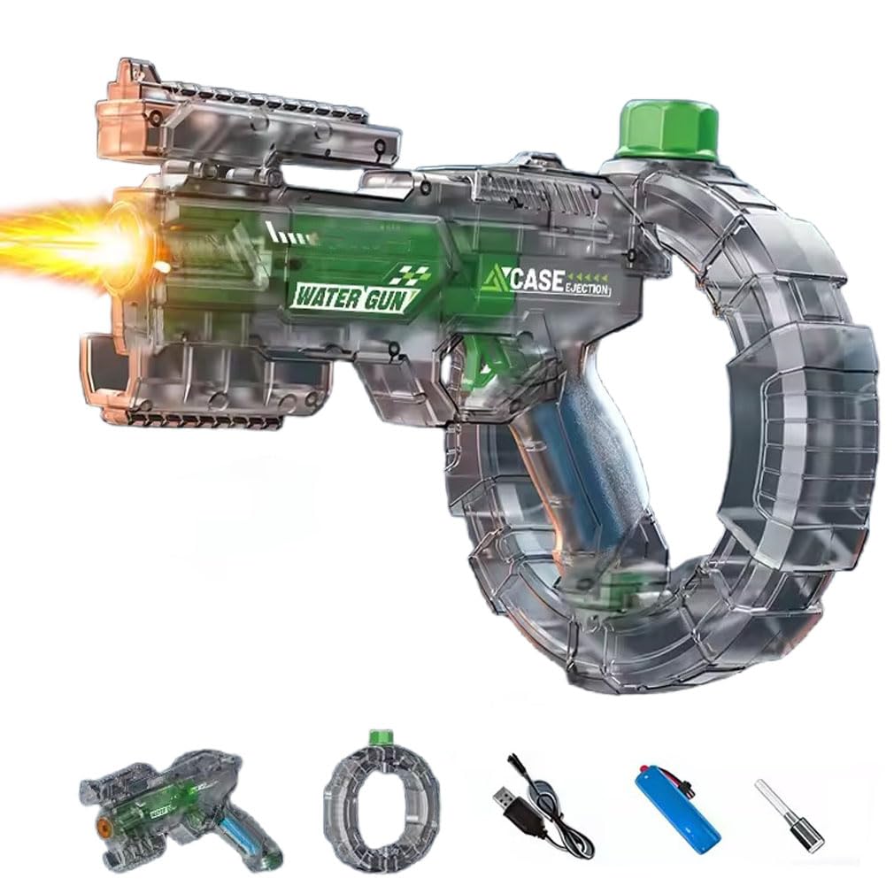 LED Electric Water Blaster, Space Energy Ring Design, Long Range Transparent Electric Squirt Gun Blaster, Summer Outdoor Pool Beach Toy Gifts for Boys Girls (Green)