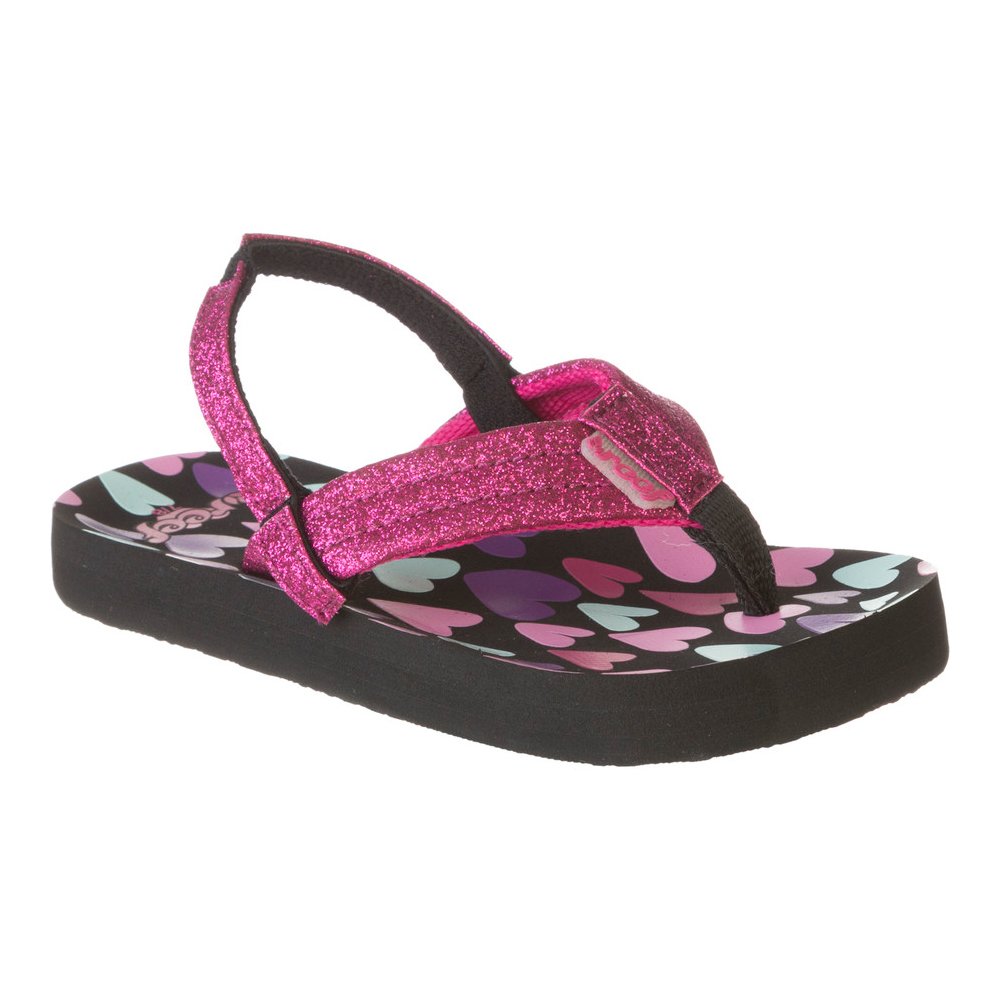 Reef Little Ahi Stars Sandal (Infant/Toddler/Little Kid/Big Kid), Black/Hearts, 3/4 M US Infant