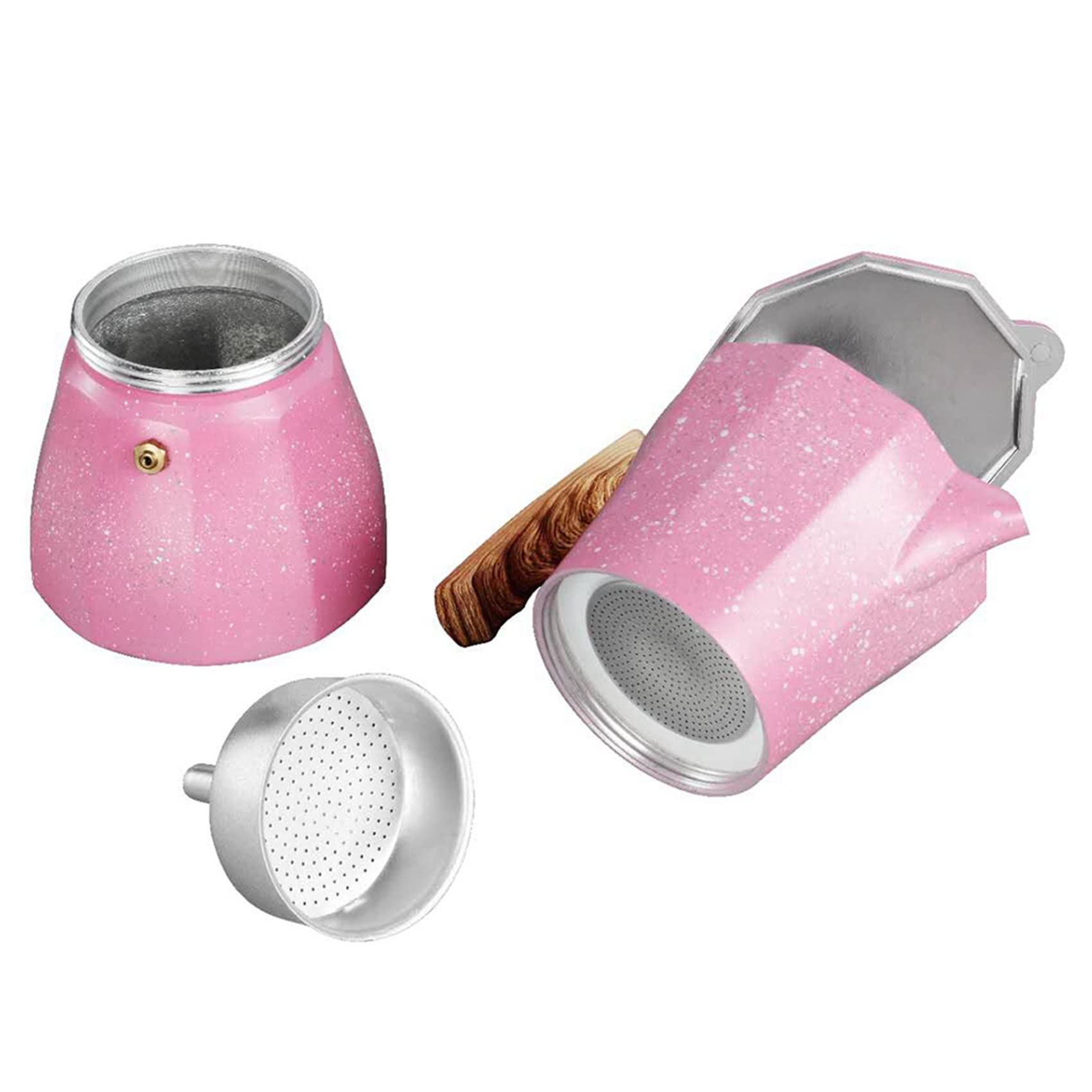 Trjgtas Cafetera latte Moka Espresso Cafeteira Percolator Pot Stovetop Cafetera 300ml Rosa