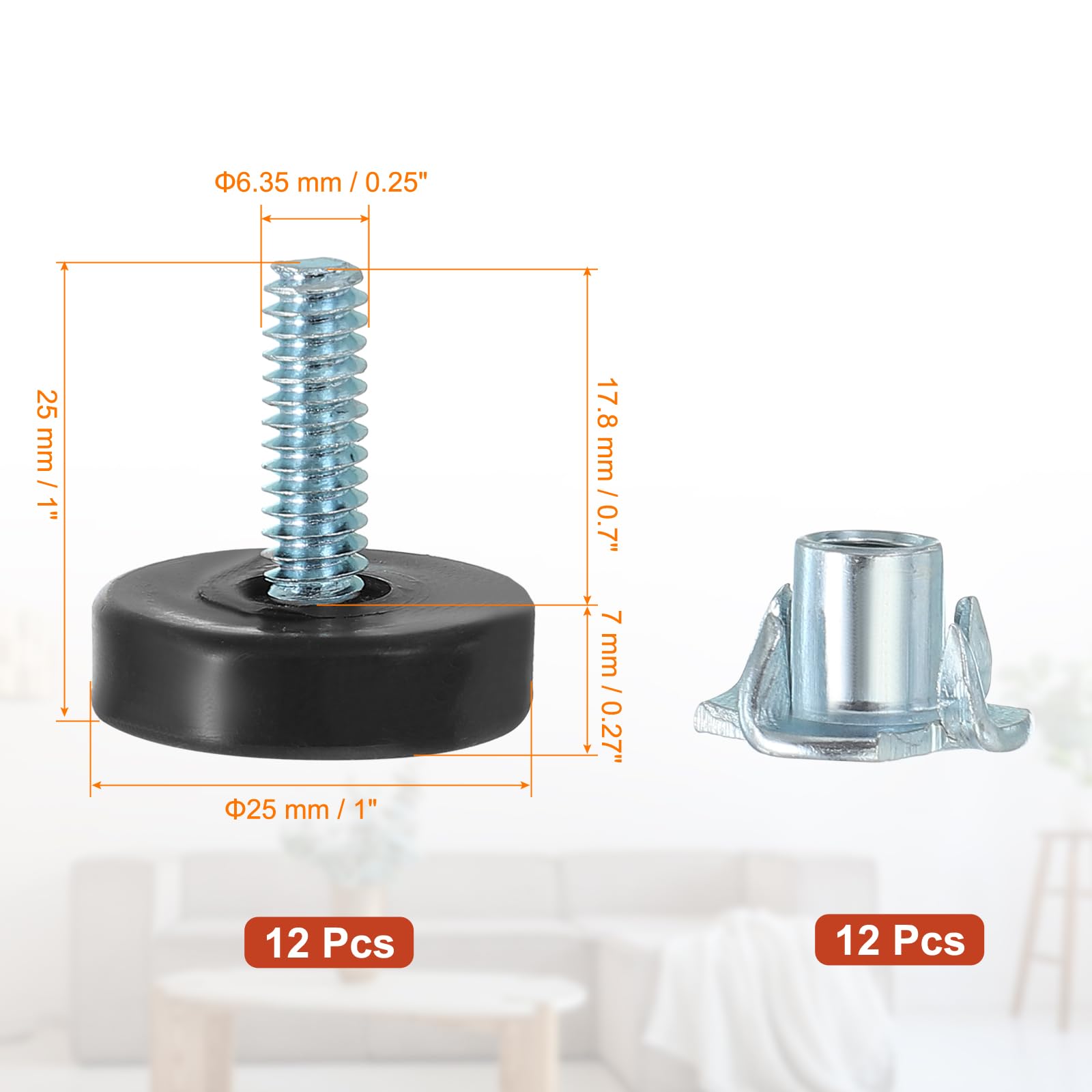 PATIKIL 1/4" Thread Furniture Leveling Feet - Image 2