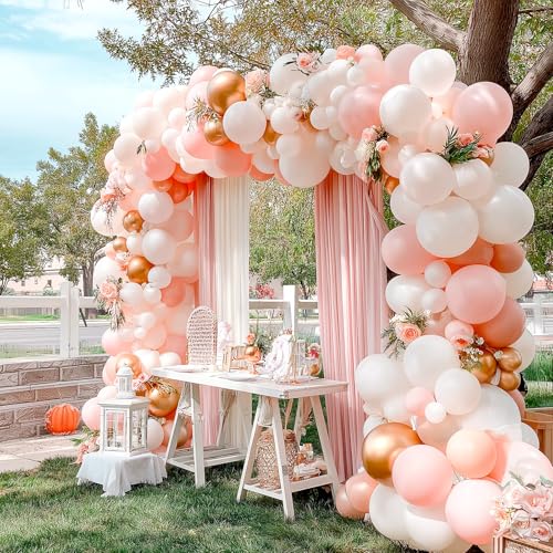 Image of Bezente Balloon Arch Kit, 98.4ft Balloon Decorating Garland Tape Strips and 600pcs Glue Point Dot Stickers for Wedding Birthday Baby Shower Party Decorations