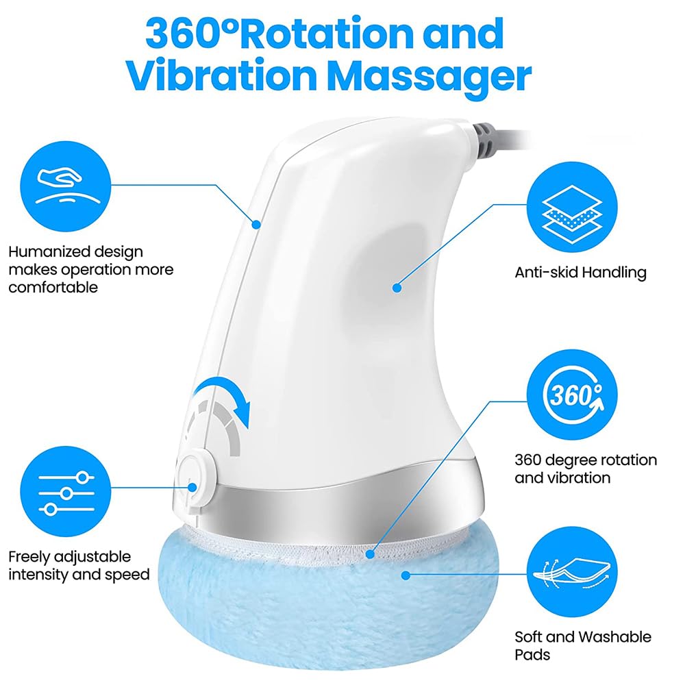 Appareil de Massage électrique anti-cellulite, Appareil Anti Cellulite avec 3 coussinets lavables pour L'abdomen, Fesses, Jambes, Masseur Anti Cellulite pour Soulever, Raffermir et Lisser la Peau
