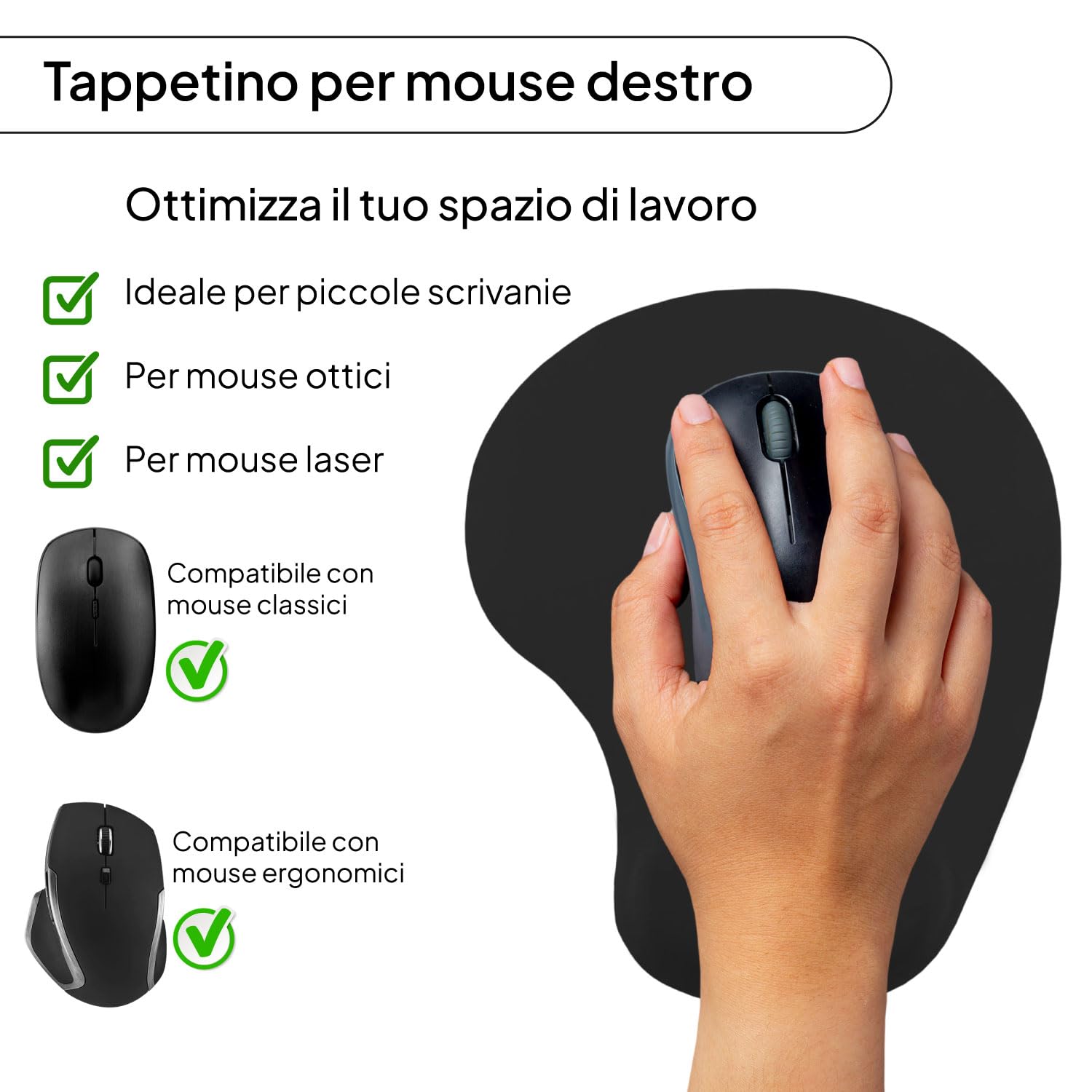 Tappetino Mouse Con Poggiapolsi In Gel - Morbido, Antiscivolo, Per Gaming E Ufficio | Base In Gomma, Superficie Precisione - Foto 12
