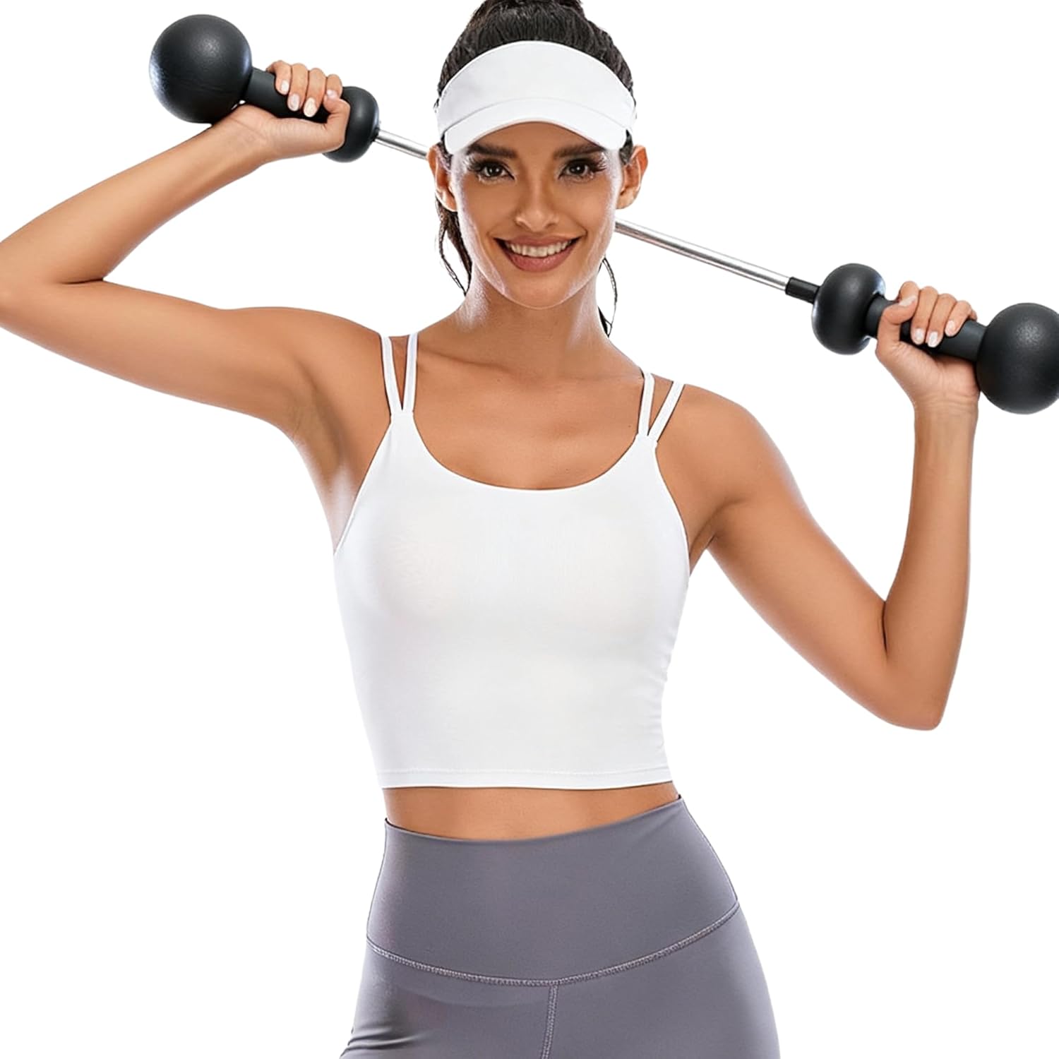 Vorcy Womens Padded Sports Bra Fitness Workout Running Camisole Crop Top with Built in Bra - Image 8