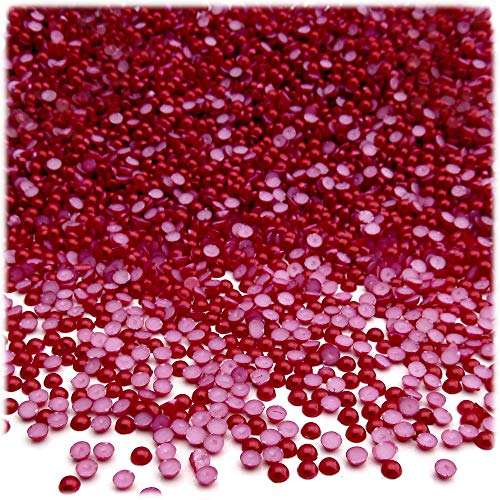 2,500pc Pearl Finish Half Dome Beads, Round, 2mm, Pearl Red