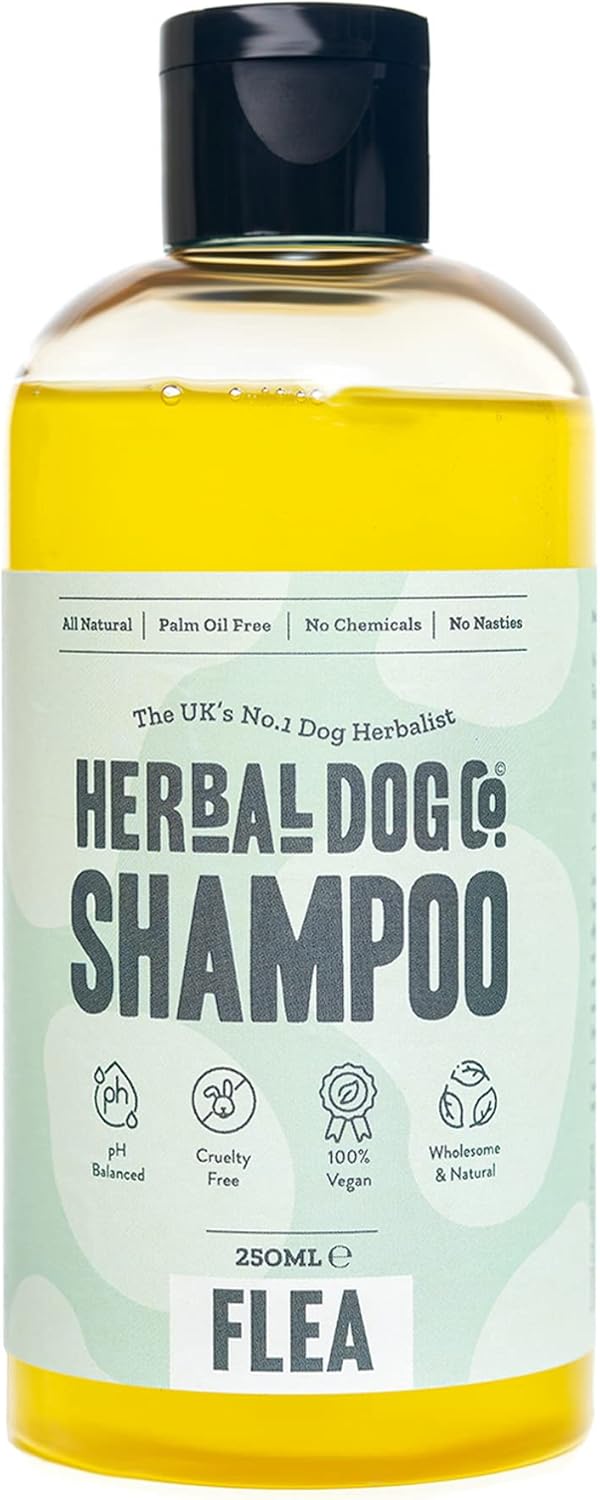 Herbal Dog Co Flea Shampoo for Dogs with Neem Oil, 250ml, Handmade in England, SulfateFree