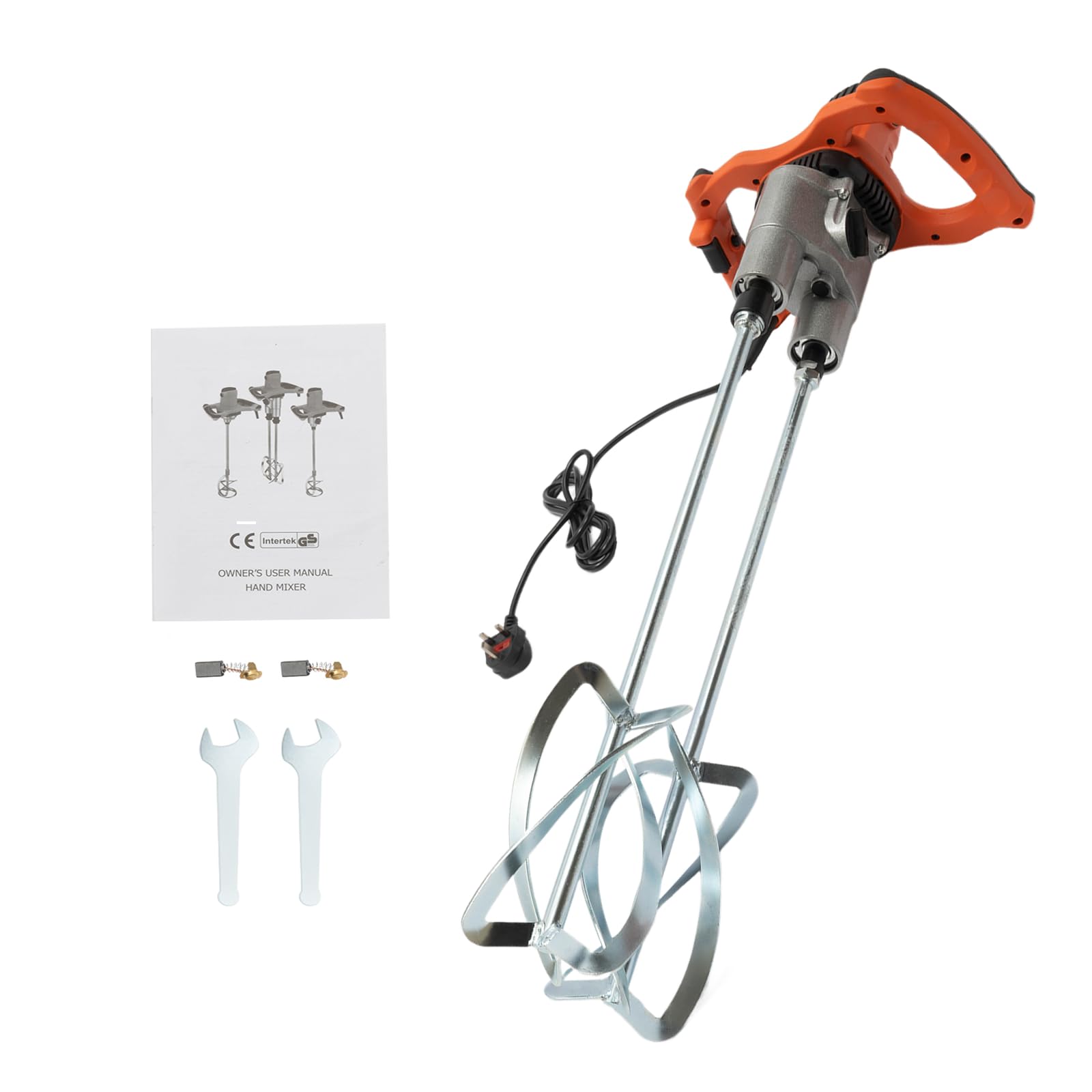 Vonvver Red Portable Cement Mixer 1800W - Electric Paddle Mixer 2 Speeds Handheld Plaster Multi Mixer Concrete Mixer For Mixing Plaster Mortar Paint