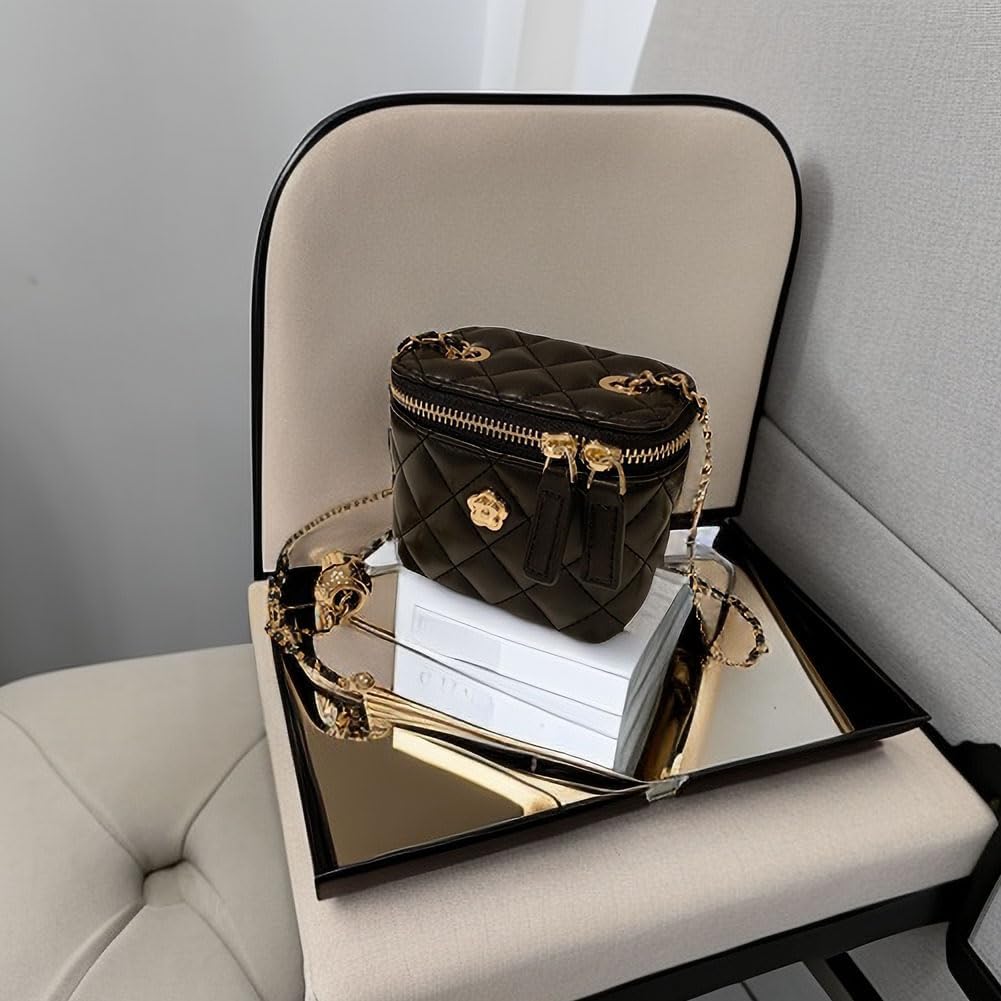 Leheybia 1 Pcs Quilted Crossbody Bags for Women for Women Quilted Chain Shoulder Bag Lady Casual Lattice Handbag - Image 5