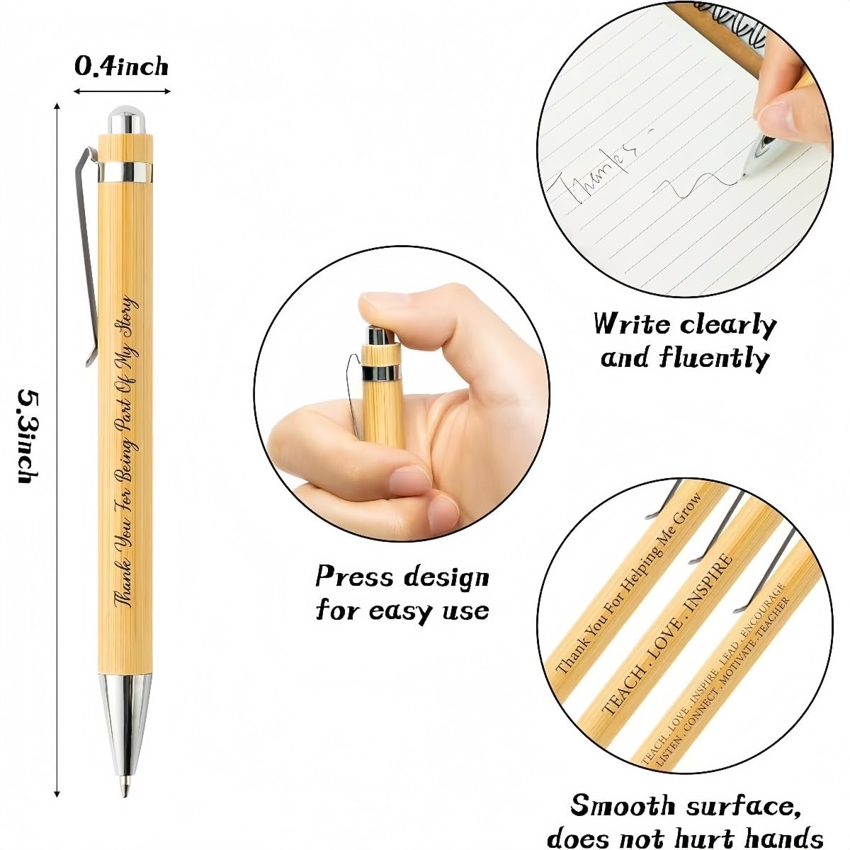 Bolígrafos De Bambú Personalizados, Bolígrafos De Escritura De Alta Calidad Con Tinta Negra Suave, Personalizados For Hombres Y Mujeres, Perfectos For Graduación Profesores Regalos(100pcs)