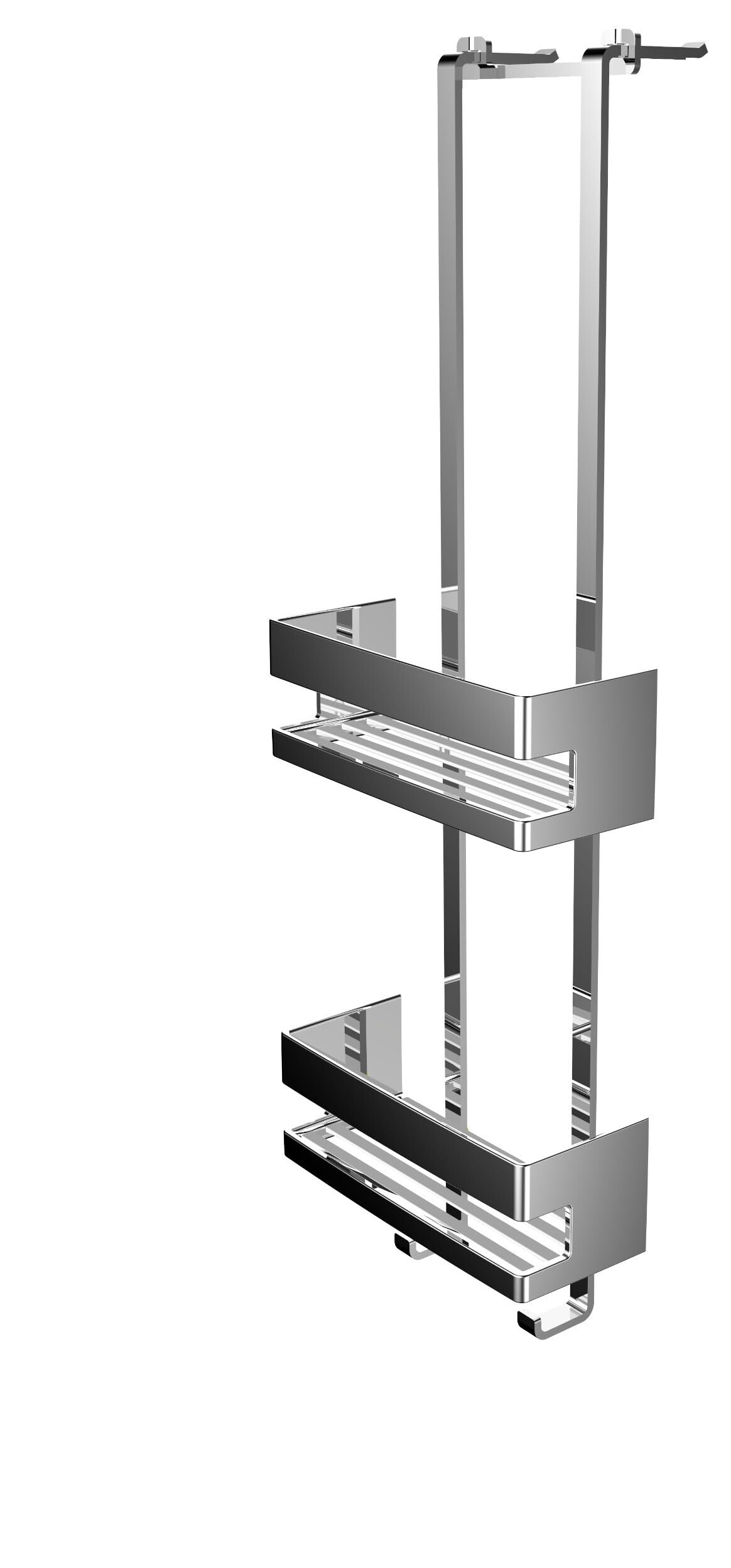 Emco SYSTEM2 Türetagere mit Zwei Duschkörben, hochwertige Duschablage zum Hängen aus Metall, Duschkorb ohne Bohren für Badutensilien, chromfarben, Chrom, 10,5