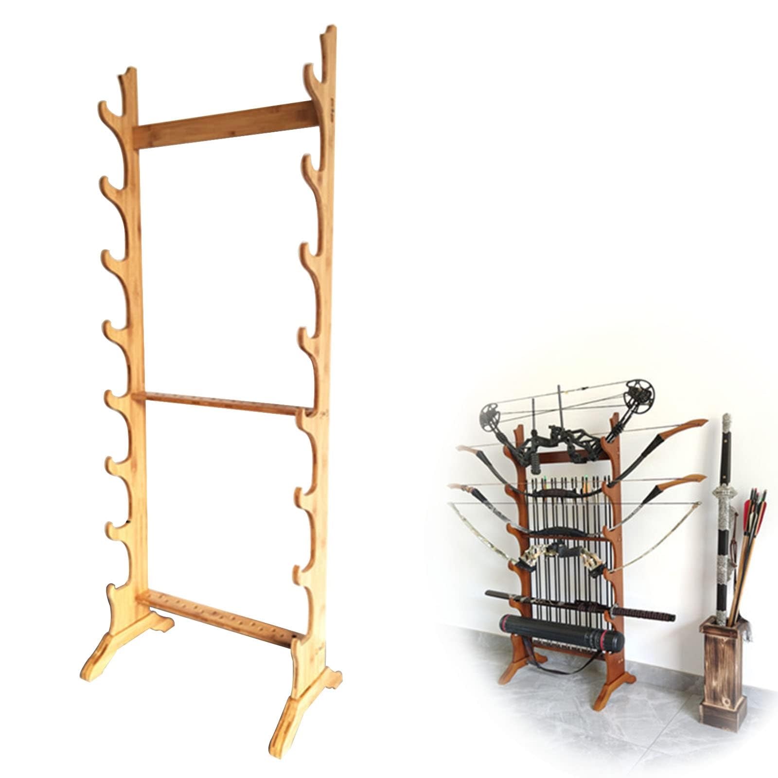 GUODDM Sword Display Katana Holder, Multilayer Floor Display Wall Hanger, 6-12 Tier Vertical, Martial Arts Wood Wand Rack For Storing Various Swords & Fishing Rod(Wood,8 floors)