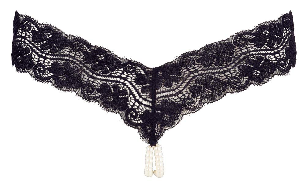 Cottelli Collection Cottelli String With Pearls - Black - L