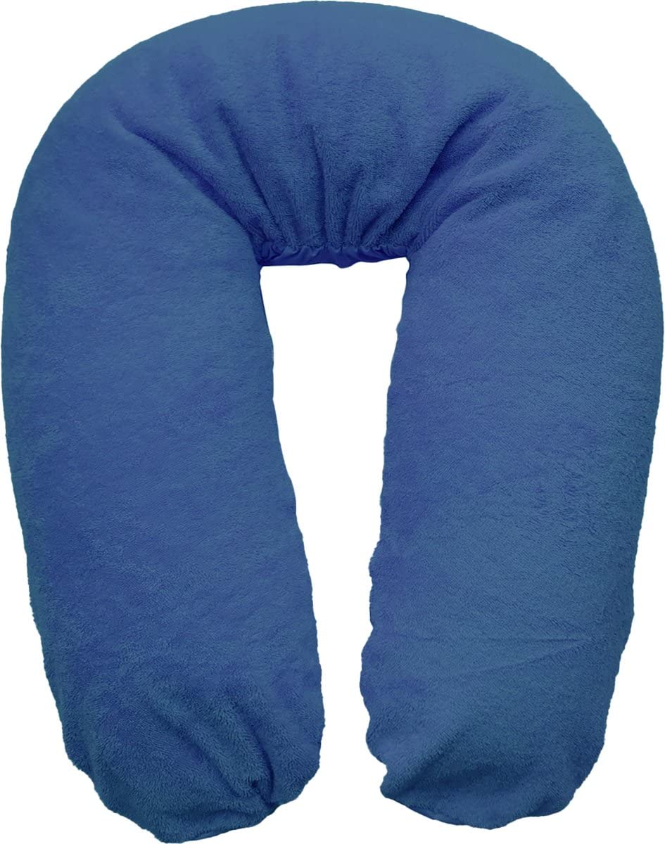 Cojín de lactancia XL, incluye 2 fundas verde y azul, funda para cojín de lactancia de rizo y algodón, con elástico en la curva, almohada de Nursing Pillow con microperlas