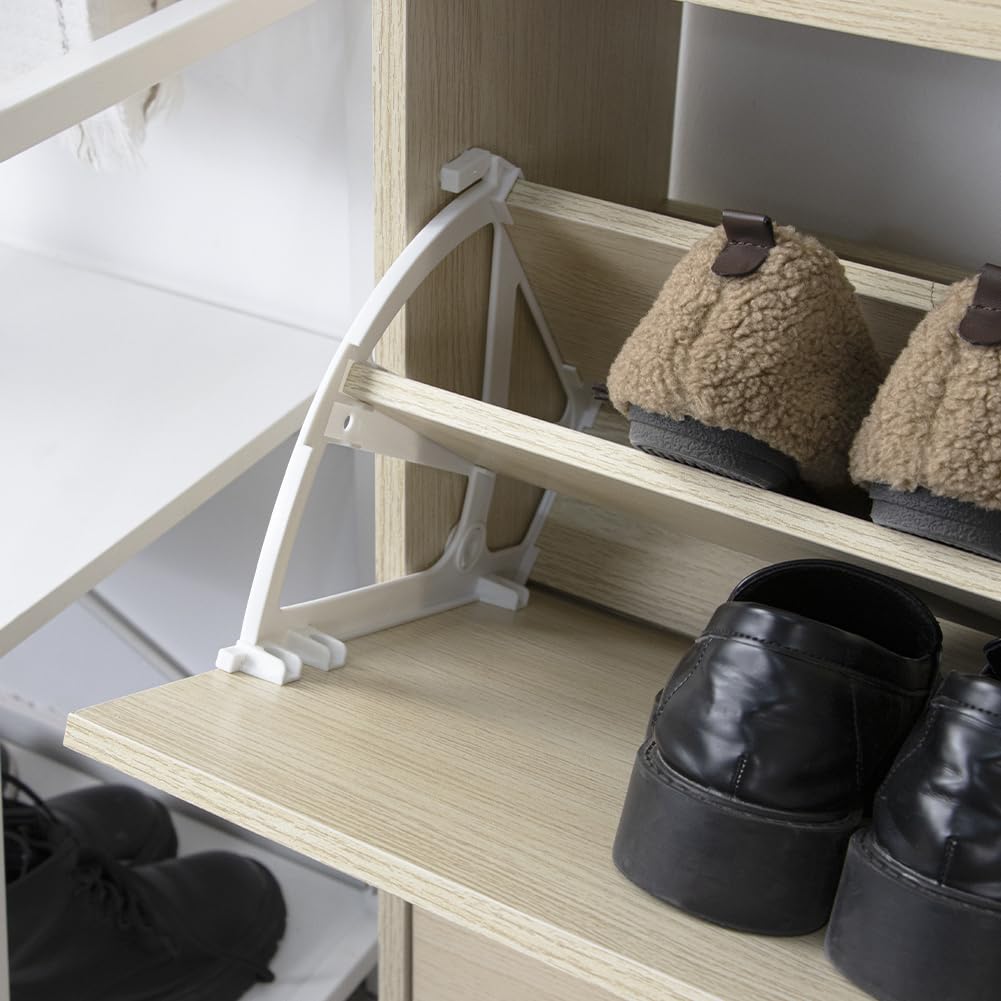 BAKAJI Szafka na buty MDF drewniany stojak na buty z 3 drzwiami wysuwanymi uchwytami podwójna głębokość kompaktowy rozmiar slim 63 x 24 x 115 cm zajmuje mało miejsca wejście do domu (wiąz)