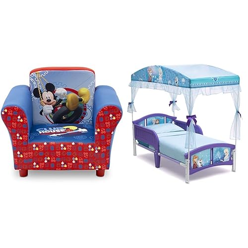 Delta Children Silla tapizada, Disney Mickey Mouse & Canopy cama para niños pequeños, Disney Frozen