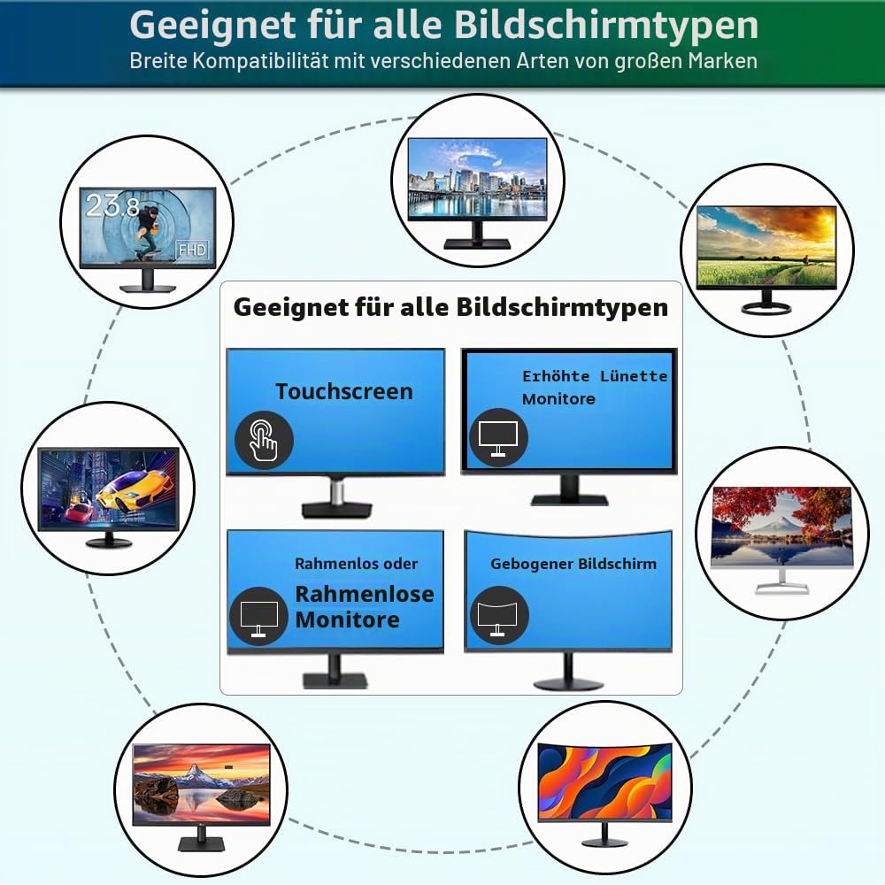 STARY 24 Zoll Monitor 16:10 Blickschutzfolie Seitenverhältnis, Anti-Blaulicht Displayschutz, 24 Inch Abnehmbare Privacy Screen Filter, Blendfreie Schutzfolie