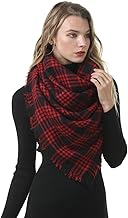 MAKFORT Femme Écharpe Grand Plaid en Laine Acrylique Foulard Long Chaude Vogue en Automne/Hiver Cape Souple Confortable
